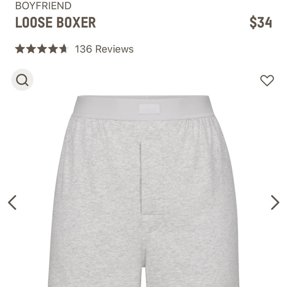 Skims NWT Light Heather Grey Boyfriend Loose Boxer Shorts - Picture 1 of 2